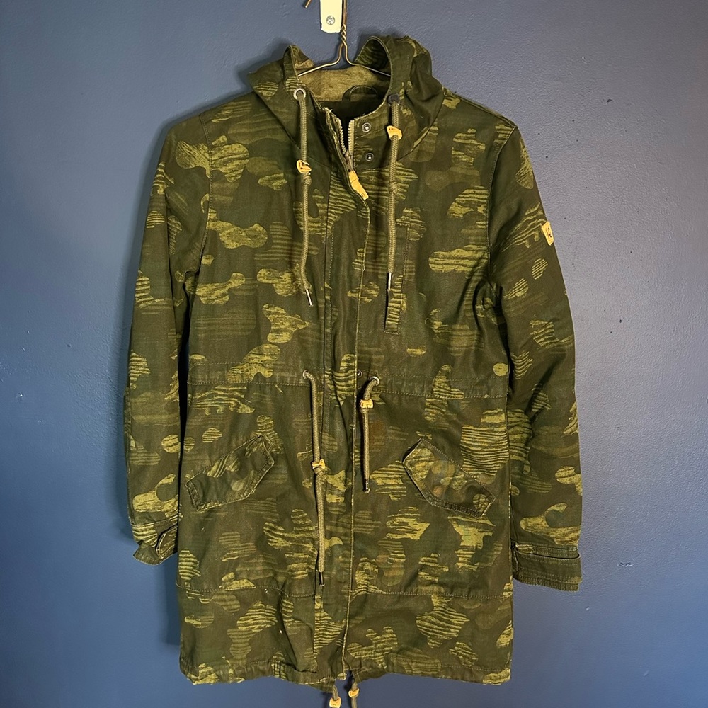 Tentree canvas camo rain jacket